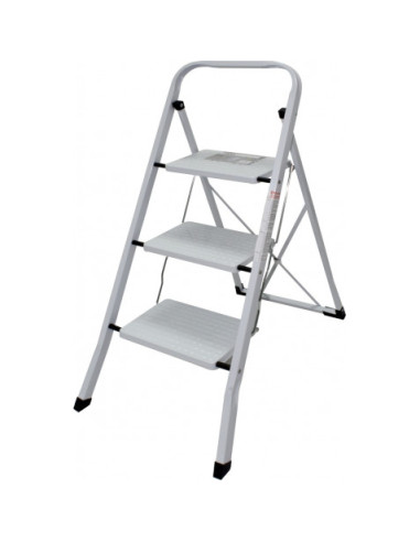 ESCALERA DOMESTICA ACERO 3 PELDAÑOS MADER