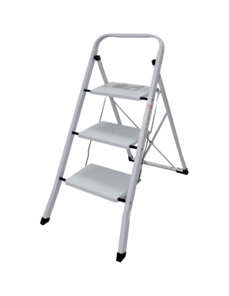 ESCALERA DOMESTICA ACERO 3 PELDAÑOS MADER