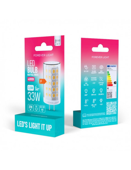 BOMBILLA LED G4 3.5W 12V 370 LUMEN LUZ BLANCA FOREVER
