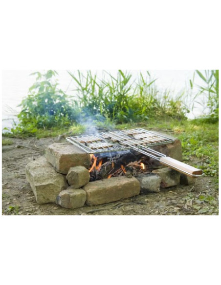 PARRILLA DOBLE CON CIERRE 48X27 Y MANGO MADERA CAMPINGAZ