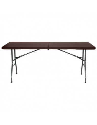 MESA DE RESINA PLEGABLE EFECTO RATÁN 180X74X74CM 3.5CM SUNGARDEN