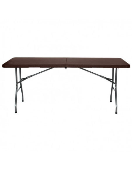 MESA DE RESINA PLEGABLE EFECTO RATÁN 180X74X74CM 3.5CM SUNGARDEN