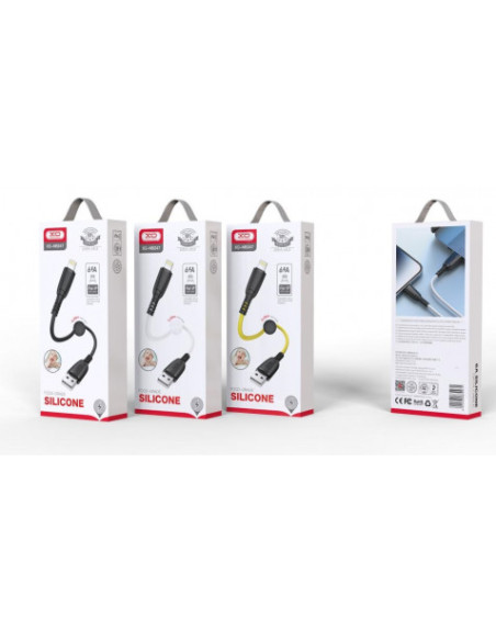 CABLE NB247 CARGA RAPIDA USB - TIPO C | 6A | 25CM CON CLIP | NEGRO XO