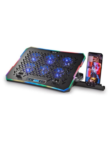 SOPORTE + VENTILADOR NOTEBOOK NGS HEROSTAND RGB BLACK + SOPORTE SMARTPHONE