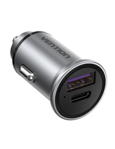 CARGADOR COCHE SMARTPHONE VENTION 30W USB-A USB-C SILVER