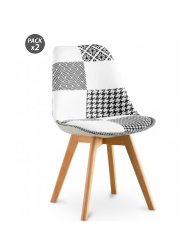 PACK 2 SILLAS DESIGN D400 TELA PATCHWORK MUVIP