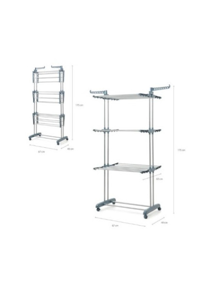 TENDEDERO VERTICAL CON RUEDAS 24 BARRAS 40KG INNOVAGOODS