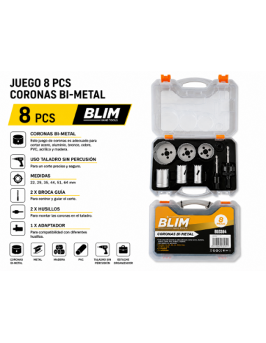 JUEGO 8 PCS CORONAS BI-METAL BLIM