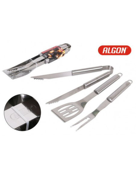 SET 3 ACCESORIOS BARBACOA SILVER ALGON