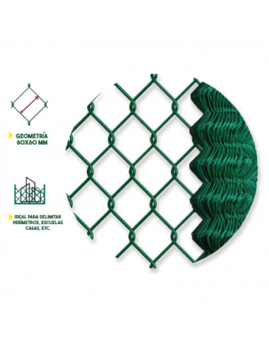 MALLA DE VALLADO PLASTIFICADA 60X60X2.9MM 1.5X25 METROS SUNGARDEN