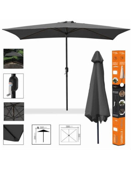 SOMBRILLA JARDIN 3X2 METROS ANTRACITA