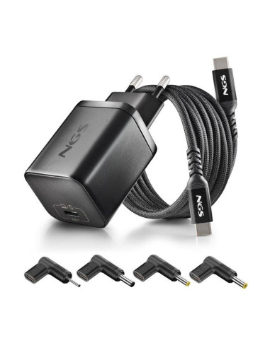 CARGADOR DE PORTATIL ACER NGS BUD GAN USB-C 65W 4 CONECTORES + CABLE 1.5M USB-C BLACK