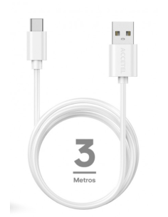 Cable Datos 2.1A - USB-C Blanco (3M)