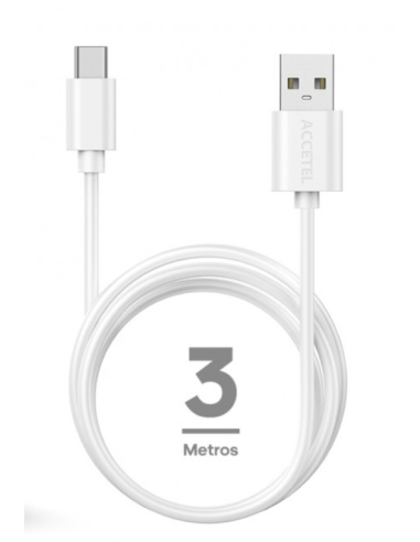 Cable Datos 2.1A - USB-C Blanco (3M)