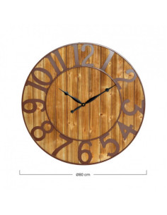 RELOJ DE PARED VINTAGE MADERA OSCURA 80CM
