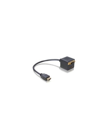 DeLOCK Adapter HDMI male to HDMI + DVI25 female 0,2 m HDMI tipo A (Estándar) HDMI + DVI Negro