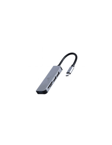 Gembird UHB-CM-CRU3P1U2P2-01 base para portátil y replicador de puertos Alámbrico USB 3.2 Gen 1 (3.1 Gen 1) Type-A Plata