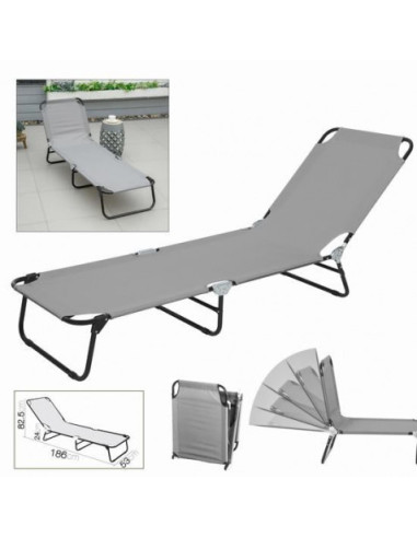 TUMBONA GRIS OSCURA PLEGABLE GRIS CLARO 185X53X24