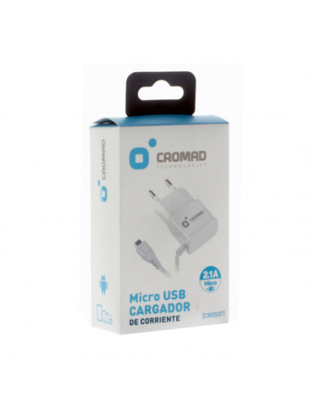 CARGADOR DE CORRIENTE MICRO USB 2.1A BLANCO CROMAD