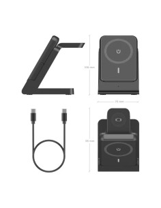 BASE CARGADOR AISENS SMARTPHONE/APPLE WATCH/AURICULARES WIRELESS 15W BLACK 2