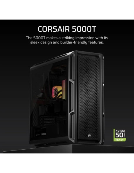 CAJA ORDENADOR GAMING CORSAIR 5000T CRISTAL TEMPLADO BLACK