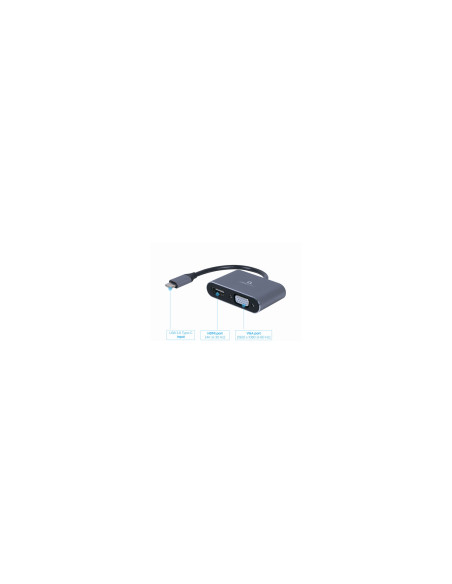 Cablexpert A-USB3C-HDMIVGA-01 Adaptador gráfico USB Gris