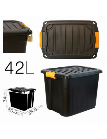 CAJA DE ALMACENAJE 50.3X38.8X34CM NEGRA PARABOX
