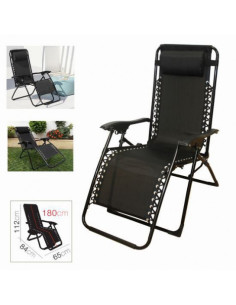 TUMBONA RECLINABLE CON ALMOHADA NEGRA