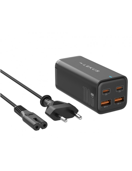Cargador 100W Multipuertos PD 3.0/QC 3.0 (2USB-C + 2USB-A)