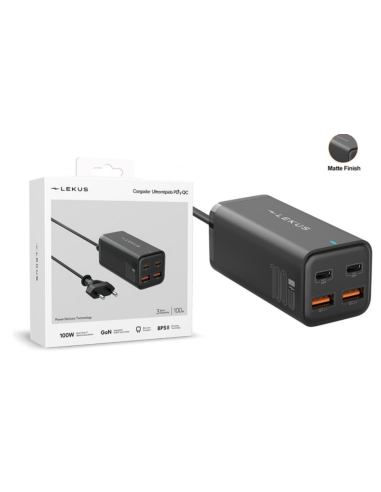 Cargador 100W Multipuertos PD 3.0/QC 3.0 (2USB-C + 2USB-A)