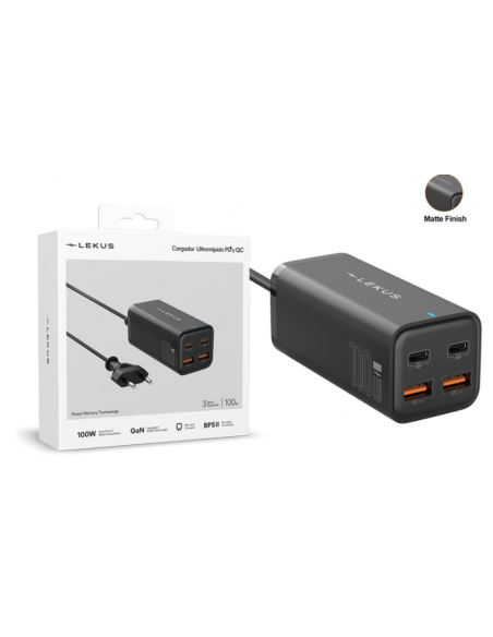 Cargador 100W Multipuertos PD 3.0/QC 3.0 (2USB-C + 2USB-A)