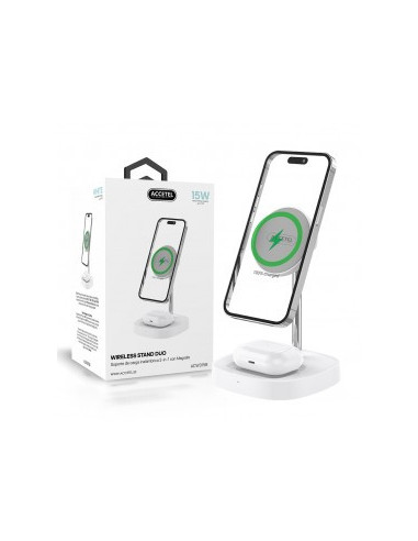 Cargador Inalámbrico Carga Rápida 2in1 15W Blanco