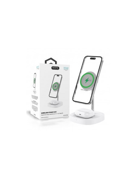 Cargador Inalámbrico Carga Rápida 2in1 15W Blanco