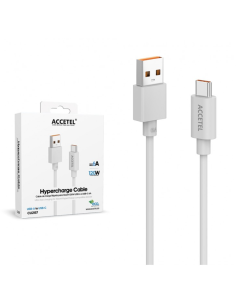 Cable Datos Carga Rápida 120W USB-A a USB-C 6A Blanco (1M)