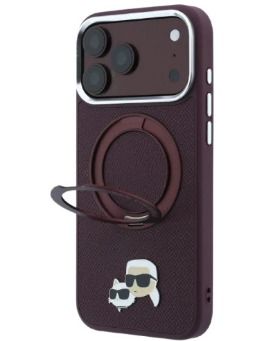 KARL LAGERFELD CARCASA MAGSAFE SOPORTE 360 IPHONE 18 PRO MAX/17 PRO MAX BURDEOS