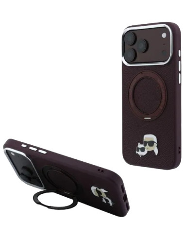 KARL LAGERFELD CARCASA MAGSAFE SOPORTE 360 IPHONE 18 PRO MAX/17 PRO MAX BURDEOS