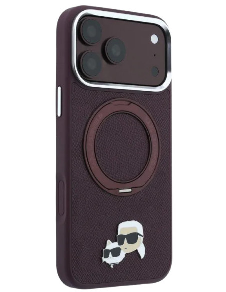 KARL LAGERFELD CARCASA MAGSAFE SOPORTE 360 IPHONE 18 PRO MAX/17 PRO MAX BURDEOS