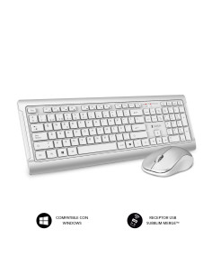 SUBBLIM Teclado y ratón inalámbricos Ultra Plano Silencioso Premium Plata/Blanco