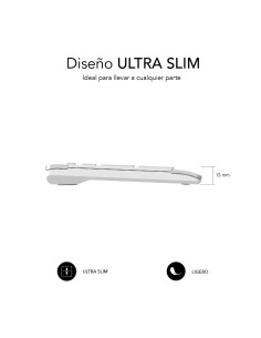 SUBBLIM Teclado y ratón inalámbricos Ultra Plano Silencioso Premium Plata/Blanco 2