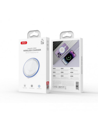 CARGADOR INALAMBRICO 15W CON LED AZUL CX042 XO