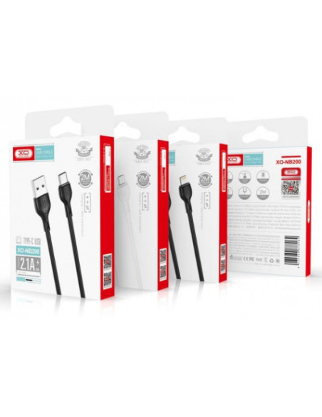 CABLE 2.1A USB A LIGTHNING 2 METROS BLANCO NB200 XO