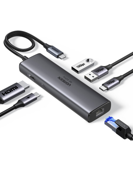 Ugreen REVODOK 6-IN-1 4K@60HZ HDMI ETH DOCK Acoplamiento Base Gris