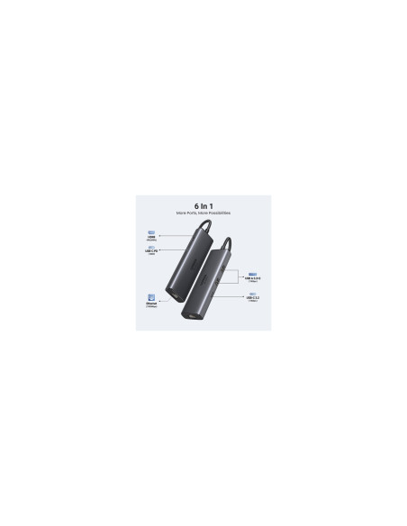 Ugreen REVODOK 6-IN-1 4K@60HZ HDMI ETH DOCK Acoplamiento Base Gris