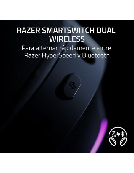 AURICULARES + MICROFONO RAZER BARRACUDA X CHROMA GAMING HEADSET 7.1 WIRELESS BLUETOOTH 5.3 RGB BLACK