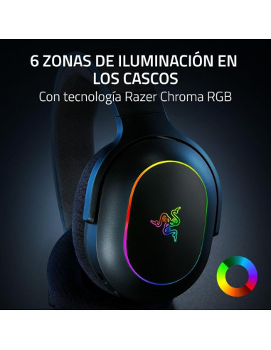 AURICULARES + MICROFONO RAZER BARRACUDA X CHROMA GAMING HEADSET 7.1 WIRELESS BLUETOOTH 5.3 RGB BLACK