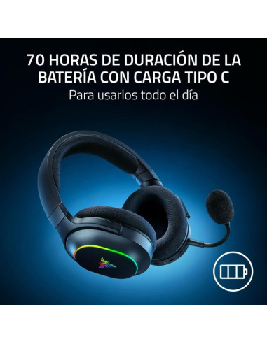 AURICULARES + MICROFONO RAZER BARRACUDA X CHROMA GAMING HEADSET 7.1 WIRELESS BLUETOOTH 5.3 RGB BLACK