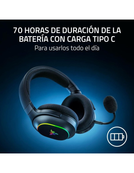 AURICULARES + MICROFONO RAZER BARRACUDA X CHROMA GAMING HEADSET 7.1 WIRELESS BLUETOOTH 5.3 RGB BLACK