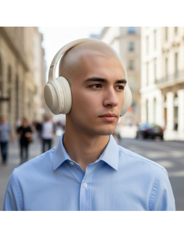 AURICULARES NGS ARTICA GLACIER WIRELESS BLUETOOTH MICROFONO DIADEMA BEIGES
