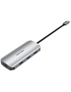 DOCK HUB USB-C VENTION 1XHDMI 4K/3XUSB/1XUSB-C/1X LECTOR MICROSD GREY