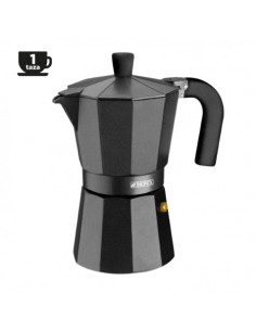 CAFETERA ALUMINIO 1 TAZA VITRO NOIR NEGRO MONIX